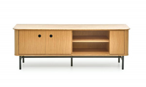 COMODA TV SMART RTV-1, STEJAR NATURAL/NEGRU, 167 CM, DIN MDF FURNIRUIT SI METAL, STIL VINTAGE - Img 4