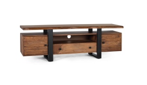 COMODA TV VETA 170CM, REALIZATA DIN LEMN DE TRANDAFIR SI METAL, CULOARE NATUR/NEGRU, GINER Y COLOMER