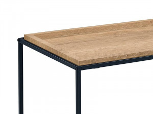 CONSOLA MERIDA C, 110 CM, STEJAR/NEGRU, BLAT DIN MDF, FURNIR NATURAL SI CADRU DIN METAL, STIL MODERN - Img 3