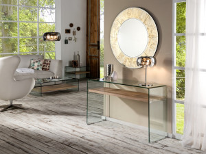 CONSOLA MODERNA 125CM, SONOMA COD 764352 DIN STICLA SI MDF SCHULLER - Img 5
