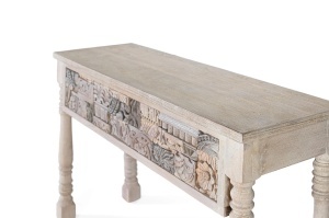 CONSOLA ORIGIN 120CM, REALIZATA DIN LEMN DE STEJAR, CULOARE GRI ANTICHIZAT, GINER Y COLOMER - Img 2
