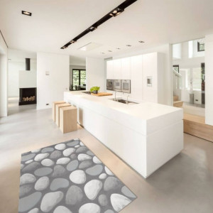 Covor 160x235 cm, maro/gri/model pietre, MENGA, 0000206694 - Img 2