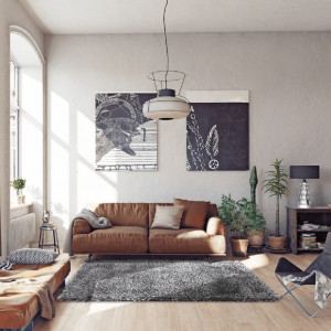 Covor 80x150 cm, crem/negru, VILAN, 0000194106 - Img 6