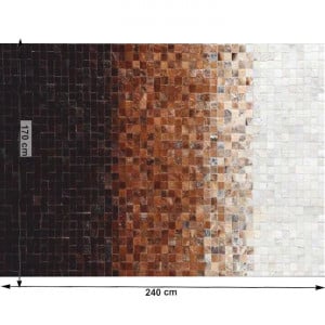 Covor de lux din piele, alb/maro/negru, patchwork, 170x240, PIELE DE VITĂ TYP 7, 0000188793 - Img 7