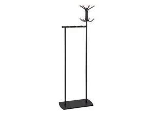 CUIER DE HAINE SIMON, 177 CM, NEGRU/FAG, DIN METAL SI LEMN, STIL MODERN