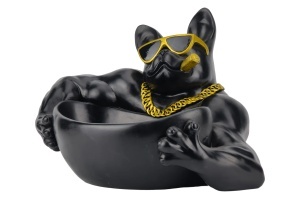DECORATIUNE BULLDOG 30CM, REALIZAT DIN POLIRASINA, CULOARE NEGRU, REALIZAT MANUAL, ARTIM GROUP SELECTION - Img 2