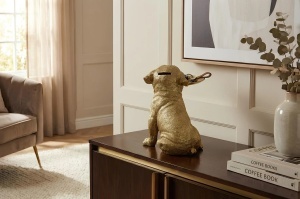 DECORATIUNE, BULLDOG 32CM, REALIZAT DIN POLIRASINA, CULOARE AURIE, REALIZAT MANUAL, ARTIM GROUP SELECTION - Img 3