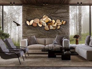 DECORATIUNE PERETE, SERENITY 180CM, METAL, AURIU ROSE, DESIGN EXCLUSIV - Img 1