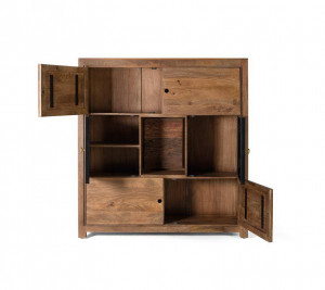 DULAP 153CM, NATUR SI NEGRU, DIN LEMN DE MANGO SI METAL, GINER Y COLOMER - Img 3
