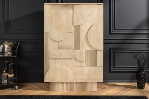 DULAP BAR, ART DECO 140CM, 3D, LEMN DE MANGO, ALB ANTICHIZAT, ARTIM GROUP SELECTION - Img 11
