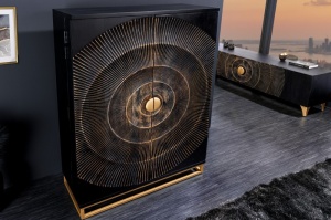 DULAP BAR LIVING, GOLDEN SUNSET 140CM, LEMN DE MANGO, NEGRU/AURIU, ARTIM GROUP - Img 3