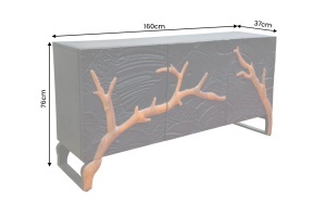 DULAP/BUFET LIVING, FOREST 160CM, REALIZAT DIN LEMN DE MANGO 3D SI METAL, CULOARE NEGRU/MARO, ARTIM GROUP SELECTION - Img 9