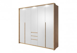 DULAP DORMITOR CU LED XELO 230 ALB/STEJAR AURIU DESIGN SCANDINAV LSK - Img 2