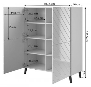 DULAP ELEGANT, ABETTO 100CM, DIN PLACI LAMINATE SI MDF, ALB, DESIGN MODERN - Img 2