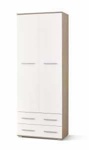 DULAP LIMA REG-2, ALB/STEJAR SONOMA, DIN PAL MELAMINAT, STIL MODERN - Img 1