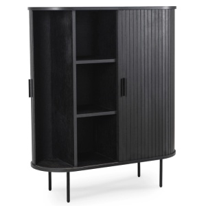 DULAP LIVING, ARTIM MEBLE,100CM, CU 2 USI GLISANTE, REALIZAT DIN MDF SI METAL, CULOARE NEAGRA, STIL MODERN - Img 4