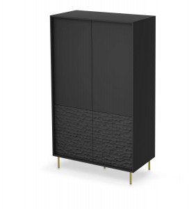 DULAP LIVING BULLET S-1, 93X50 CM, NEGRU/AURIU, MDF LAMINAT, PAL SI METAL, STIL MODERN