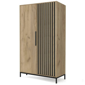 DULAP LIVING LAMINO S-1, 94X56 CM, STEJAR CRAFT/NEGRU, DIN POLIPROPILENA SI PAL LAMINAT, STIL MODERN