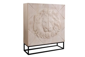 DULAP LIVING LION 120CM, REALIZAT DIN METAL SI LEMN DE MANGO 3D, DE CULOARE CREM/NEGRU