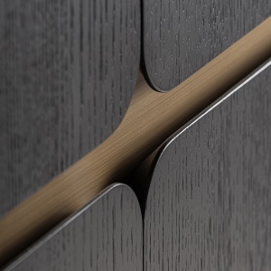 DULAP LIVING PRAYON, REALIZAT DIN LEMN, MDF SI STICLA, CULOARE AURIU/NEGRU, REALIZAT MANUAL, VICAL HOME - Img 5