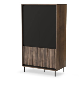 DULAP LIVING SWING S-1, 102X55 CM, NUC/NEGRU MAT, DIN MDF, PAL LAMINAT SI METAL, STIL MODERN