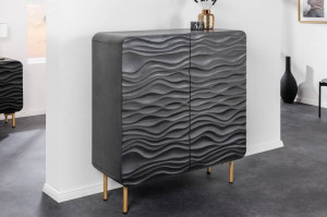 DULAP LIVING WAVE, 120CM, DIN LEMN MASIV MANGO, NEGRU, ARTIM GROUP SELECTION