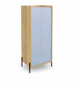 DULAP MODULAR MOBIUS 2D, CU PICIOARE, ALBASTRU/NATUR, 179X78 CM, DIN PAL MELAMINAT, STIL MODERN