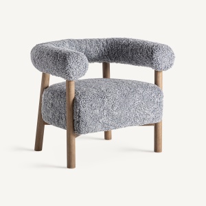 FOTOLIU ALLITZ 34449, GRI SI NATURAL, CONFECTIONAT DIN LEMN DE FRASIN SI POLIESTER, STIL MODERN