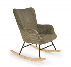 FOTOLIU BALANSOAR BELMIRO, VERDE/NEGRU/NATURAL, TAPITERIE DIN CATIFEA SI PICIOARE DIN METAL SI LEMN MASIV, STIL MODERN - Img 2