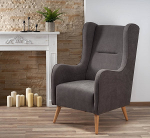 FOTOLIU CHESTER, GRI/NATURAL, TAPITERIE DIN STOFA SI PICIOARE DIN LEMN MASIV, STIL CLASIC