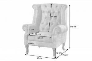 FOTOLIU CHESTERFIELD 105CM, CATIFEA GRI, ASPECT ANTICHIZAT - Img 7