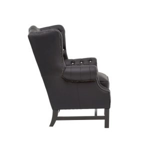FOTOLIU CHESTERFIELD, DIN LEMN SI PIELE NATURALA, CULOARE NEAGRA, ARTIM SELECTION - Img 6