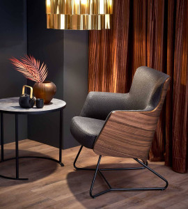 FOTOLIU CHILLOUT, GRI INCHIS/NUC/NEGRU, TAPITERIE DIN STOFA, FURNIR SI PICIOARE DIN METAL, STIL MODERN