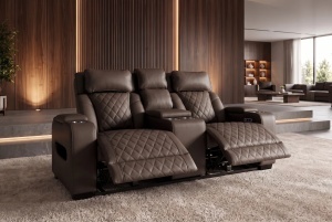 FOTOLIU CINEMA 2 LOCURI HOLLYWOOD, REGLABIL ELECTRIC, REALIZAT DIN PIELE ECO, CULOARE MARO, INVICTA INTERIOR - Img 3
