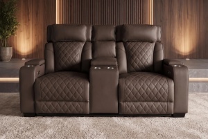 FOTOLIU CINEMA 2 LOCURI HOLLYWOOD, REGLABIL ELECTRIC, REALIZAT DIN PIELE ECO, CULOARE MARO, INVICTA INTERIOR - Img 13