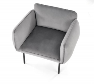 FOTOLIU CONFORTABIL BRASIL, GRI/NEGRU, TAPITERIE DIN CATIFEA SI PICIOARE DIN METAL, STIL MODERN, HALMAR - Img 3