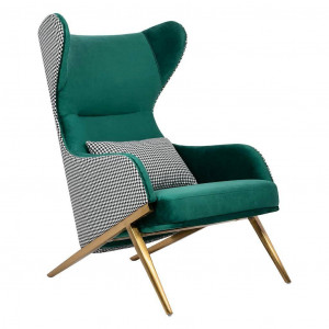 FOTOLIU CONFORTABIL HAMPTON, ALB/NEGRU/VERDE/AURIU, TAPITAT IN CATIFEA, STIL MODERN - Img 3