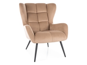 FOTOLIU CONFORTABIL LOUIS VELVET, NEGRU/BEJ BLUVEL28, TAPITERIE DIN CATIFEA SI PICIOARE DIN METAL, STIL MODERN - Img 2