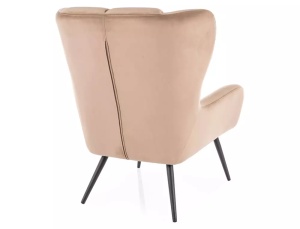 FOTOLIU CONFORTABIL LOUIS VELVET, NEGRU/BEJ BLUVEL28, TAPITERIE DIN CATIFEA SI PICIOARE DIN METAL, STIL MODERN - Img 3