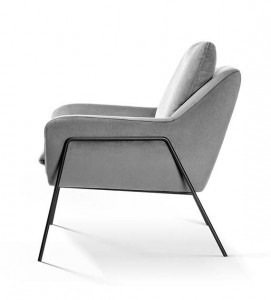 FOTOLIU CONFORTABIL MALI, GRI/NEGRU, TAPITERIE DIN CATIFEA SI PICIOARE DIN METAL, STIL MODERN - Img 3