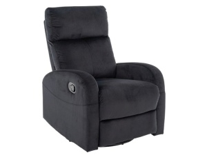 FOTOLIU CONFORTABIL RECLINER SI FUNCTIE DE PIVOTARE, STIL OLIMP, VELVET NEGRU, BLUVEL 19, TAPITERIE DIN CATIFEA, STIL MODERN