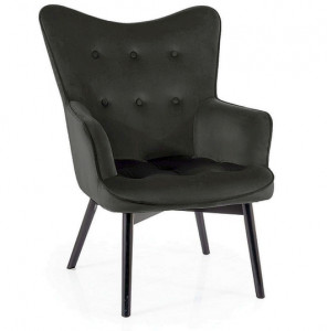 FOTOLIU CONFORTABIL STIL CARMEN, NEGRU BLUVEL 19/NEGRU, TAPITERIE DIN CATIFEA SI PICIOARE DIN LEMN