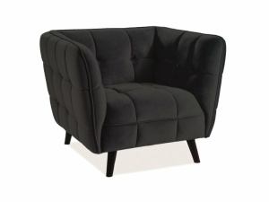 FOTOLIU CONFORTABIL STIL CASTELLO 1, NEGRU BLUVEL 19/WENGE, TAPITERIE DIN CATIFEA SI PICIOARE DIN LEMN