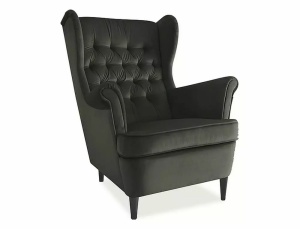 FOTOLIU CONFORTABIL STIL HARRY, NEGRU BLUVEL 19/WENGE, TAPITERIE DIN CATIFEA SI PICIOARE DIN LEMN