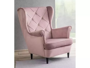 FOTOLIU CONFORTABIL STIL LADY, ROZ BLUVEL 52/WENGE, TAPITERIE DIN CATIFEA SI PICIOARE DIN LEMN