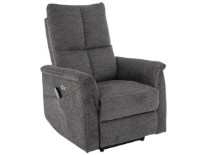 FOTOLIU CONFORTABIL STIL NEPTUN BREGO, GRI INCHIS18, TAPITERIE DINTEXTIL, CU FUNCTIE DE MASAJ, RABATARE SI PORT USB INCORPORAT