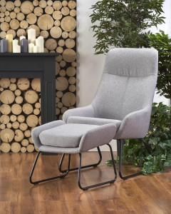 FOTOLIU CU TABURET BOLERO GRI/NEGRU STIL MODERN HALMAR