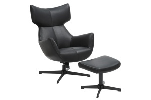FOTOLIU CU TABURET, CLOUD ROTATIV 360 GRADE, PIELE ECO NEAGRA SI CADRUL METALIC, ARTIM GROUP SELECTION
