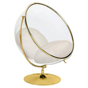 FOTOLIU DE RELAXARE, BUBBLE 2 STAND AURIU, METAL, ACRIL SI PERNA CATIFEA BEJ, STIL MODERN, KH