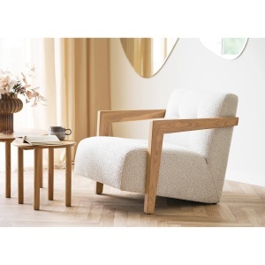 FOTOLIU DE RELAXARE CARACAS, DIN LEMN SI TEXTIL, CULOARE BEJ, HOUSE NORDIC - Img 2